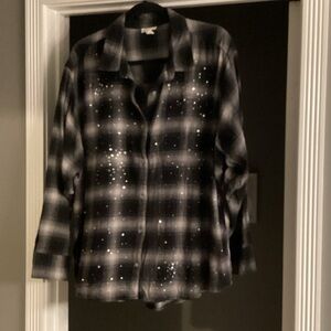 a.n.a Black and Gray Plaid Shirt